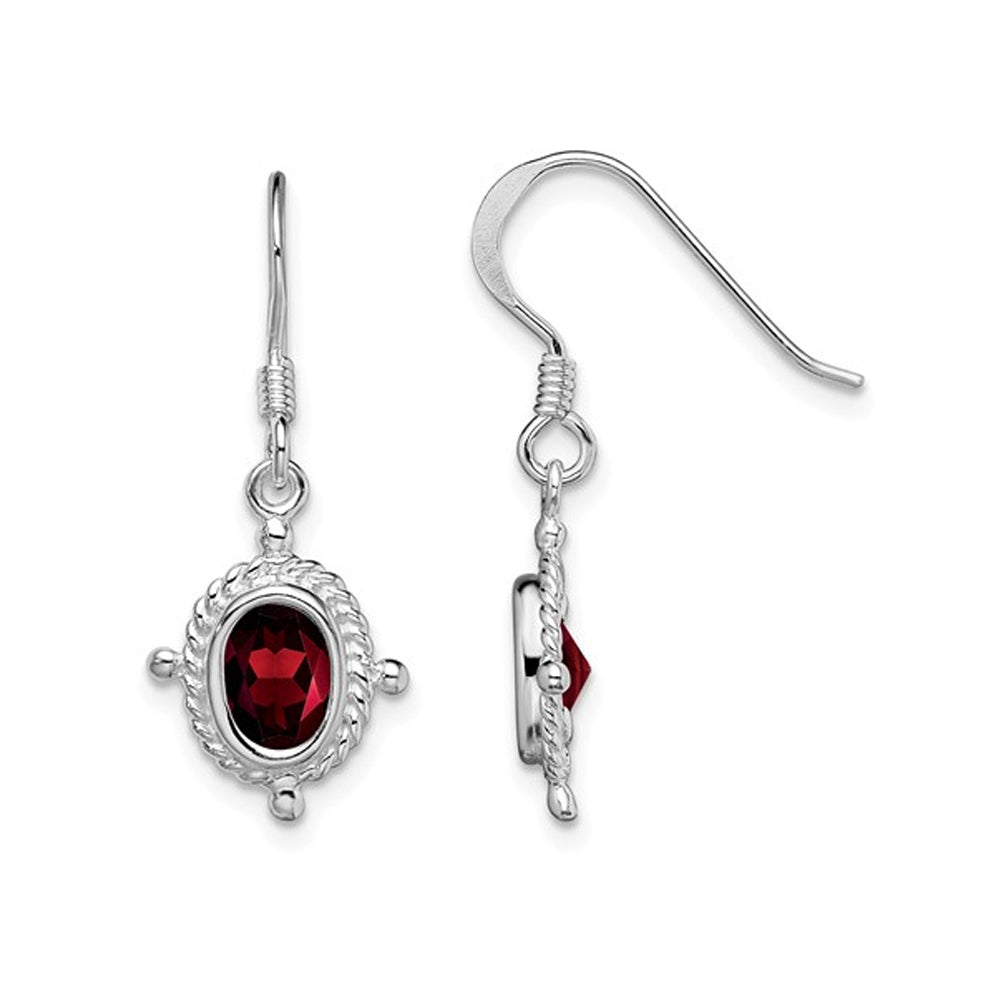 Natural Garnet Dangle Earrings 1.80 Carat (ctw) in Sterling Silver Image 1