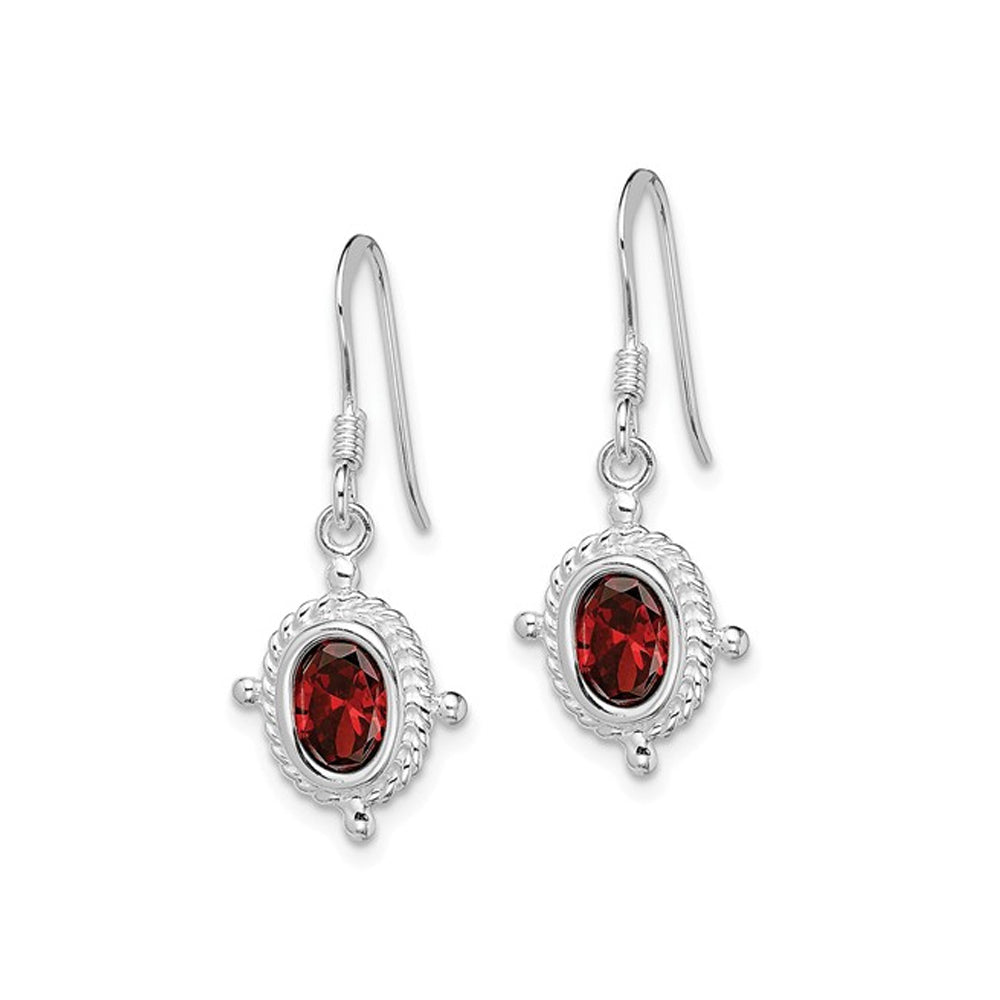 Natural Garnet Dangle Earrings 1.80 Carat (ctw) in Sterling Silver Image 3