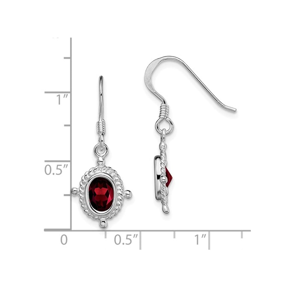 Natural Garnet Dangle Earrings 1.80 Carat (ctw) in Sterling Silver Image 2