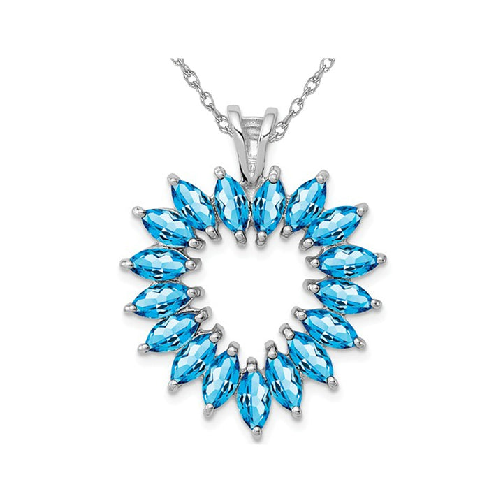 1.70 Carat (ctw) Swiss-Blue Topaz Heart Pendant Necklace in Sterling Silver Image 1