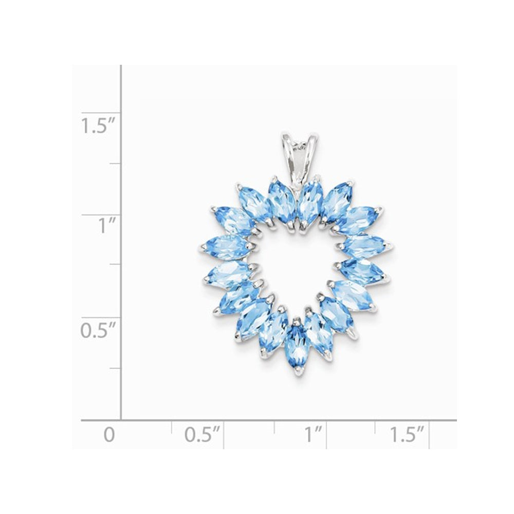 1.70 Carat (ctw) Swiss-Blue Topaz Heart Pendant Necklace in Sterling Silver Image 2