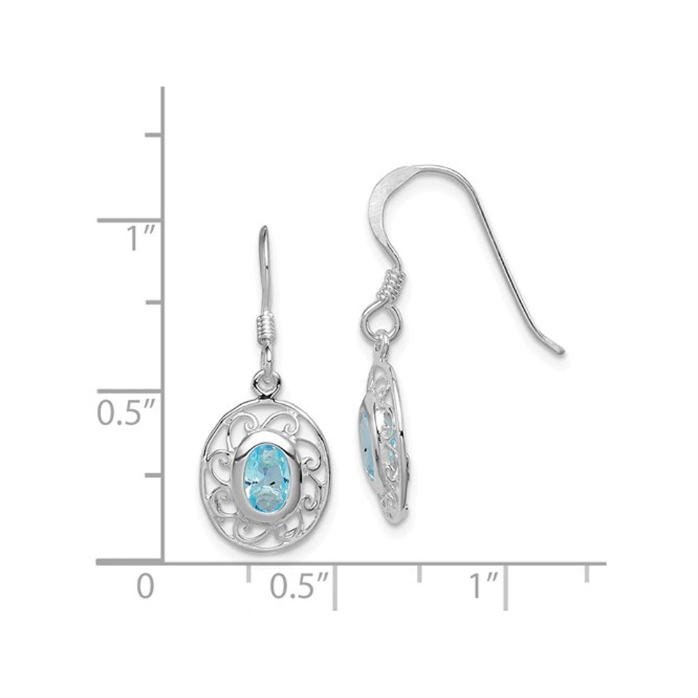 1.15 Carat (ctw) Natural Blue Topaz Dangle Earrings in Sterling Silver Image 2