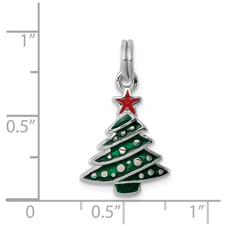 Sterling Silver Christmas Tree Charm Pendant Necklace with Chain Image 2