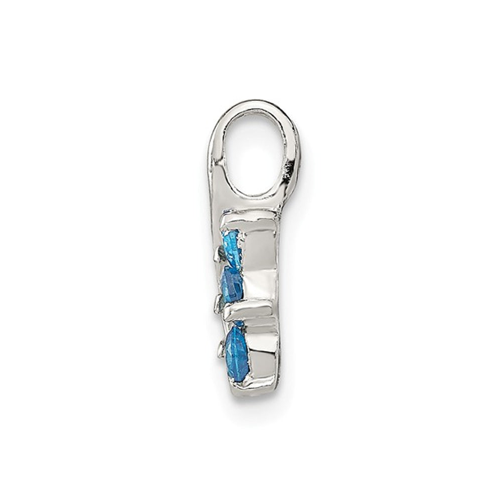 1/3 Carat (ctw) Blue Topaz Three Stone Pendant Necklace in Sterling Silver with Chain Image 2