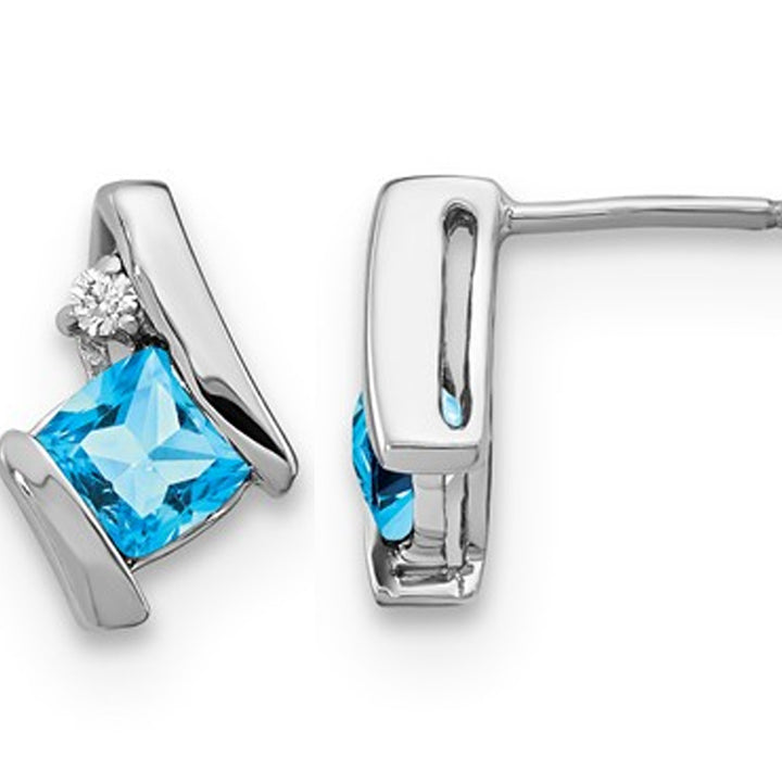 1/2 Carat (ctw) Natural Blue Topaz Stud Earrings in Sterling Silver Image 1