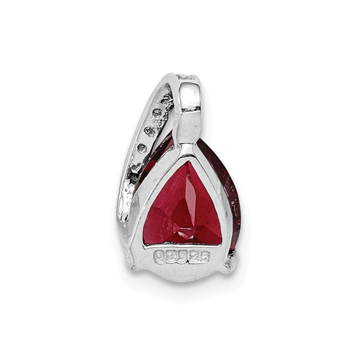 Sterling Silver Garnet 2.10 Carat (ctw) Drop Pendant Necklace with Chain Image 2