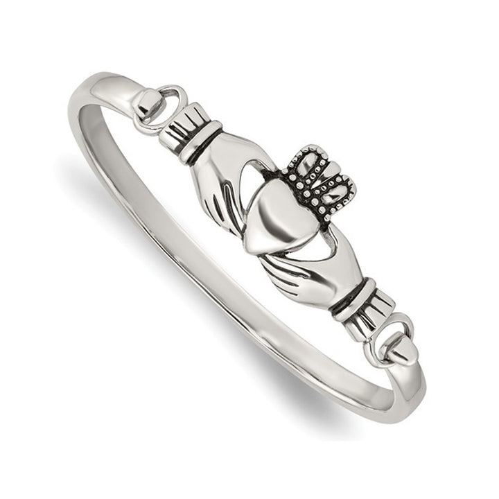 Stainless Steel Claddagh Bangle Bracelet Image 1