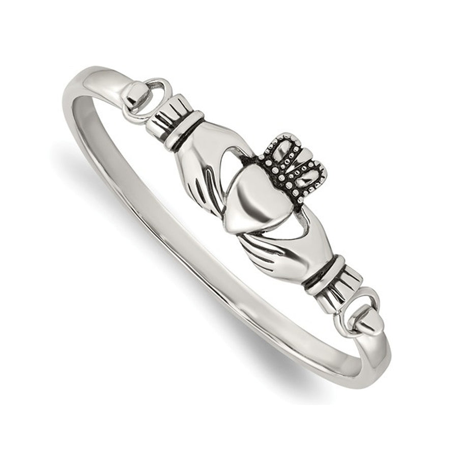 Stainless Steel Claddagh Bangle Bracelet Image 1