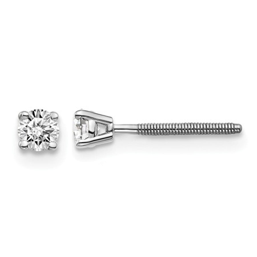 1/5 Carat (ctw VS2-SI1D-E-F) Lab Grown Diamond Solitaire Stud Earrings in 14K White Gold with Screwbacks Image 1