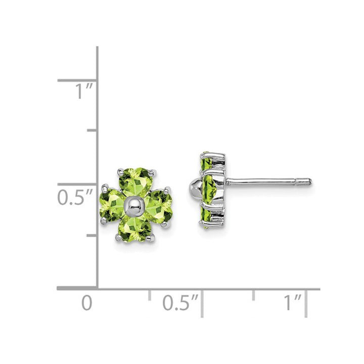 2.00 Carat (ctw) Natural Peridot Flower Stud Earrings in Sterling Silver Image 2