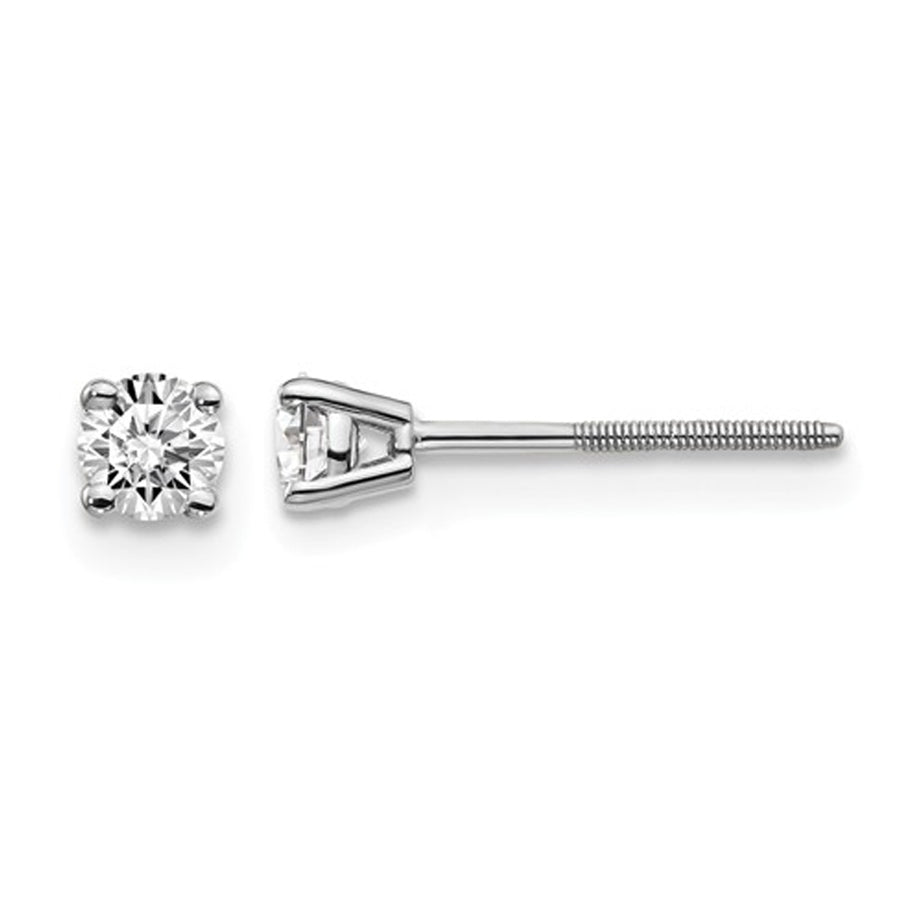 1/4 Carat (ctw VS2-SI1D-E-F) Lab Grown Diamond Solitaire Stud Earrings in 14K White Gold with Screwbacks Image 1