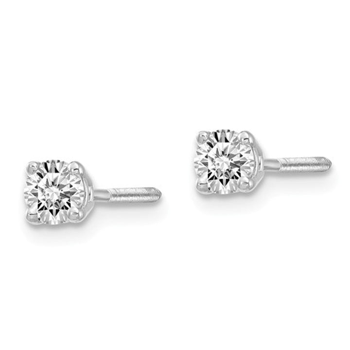1/4 Carat (ctw VS2-SI1D-E-F) Lab Grown Diamond Solitaire Stud Earrings in 14K White Gold with Screwbacks Image 3
