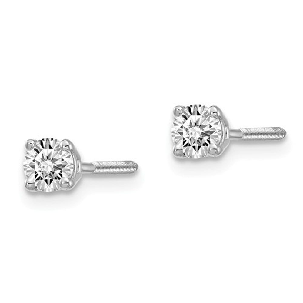 1/5 Carat (ctw VS2-SI1D-E-F) Lab Grown Diamond Solitaire Stud Earrings in 14K White Gold with Screwbacks Image 3