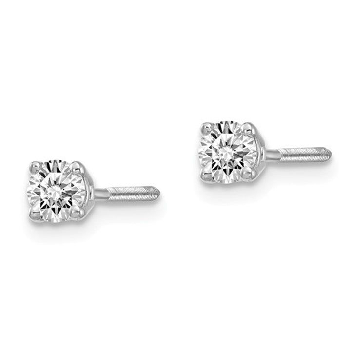 1/5 Carat (ctw VS2-SI1D-E-F) Lab Grown Diamond Solitaire Stud Earrings in 14K White Gold with Screwbacks Image 3