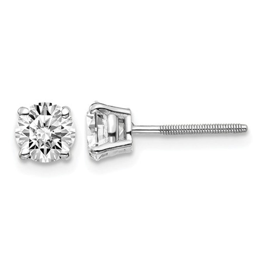 1.00 Carat (ctw VS2-SI1D-E-F) Lab Grown Diamond Solitaire Stud Earrings in 14K White Gold with Screwbacks Image 1
