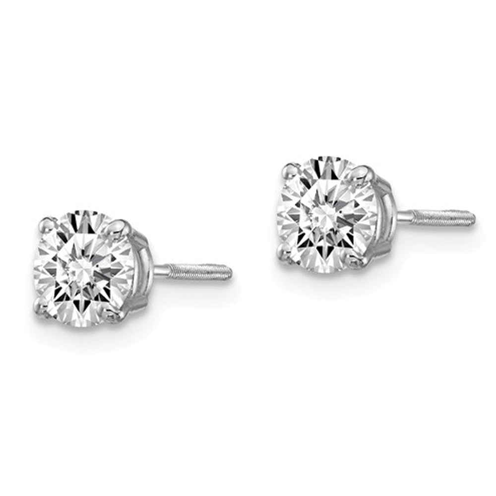 1.00 Carat (ctw VS2-SI1D-E-F) Lab Grown Diamond Solitaire Stud Earrings in 14K White Gold with Screwbacks Image 3