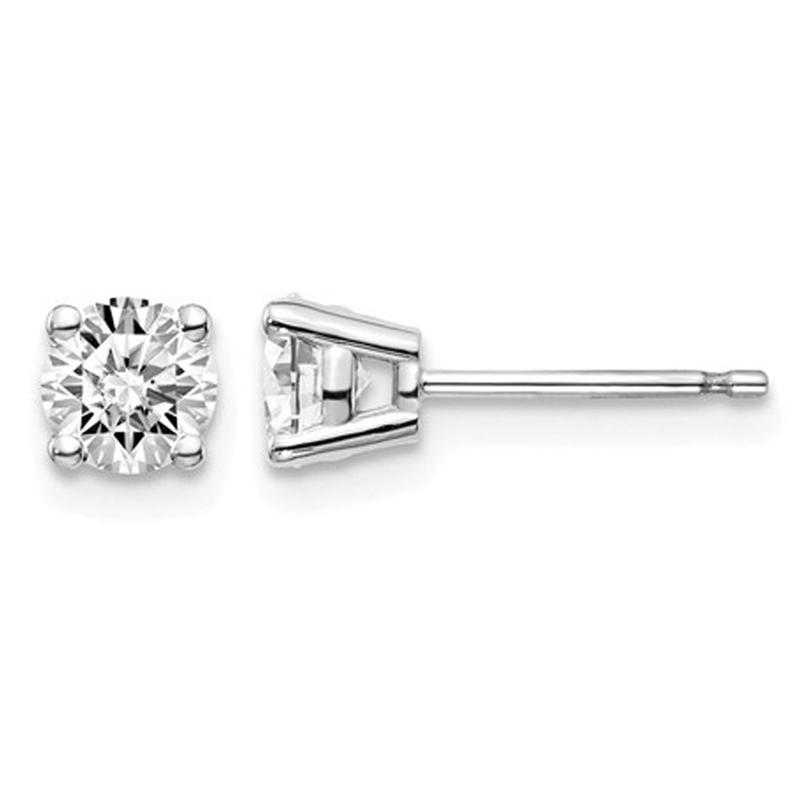 3/4 Carat (ctw VS2-SI1 D-E-F) Lab Grown Diamond Solitaire Stud Earrings in 14K White Gold Image 1