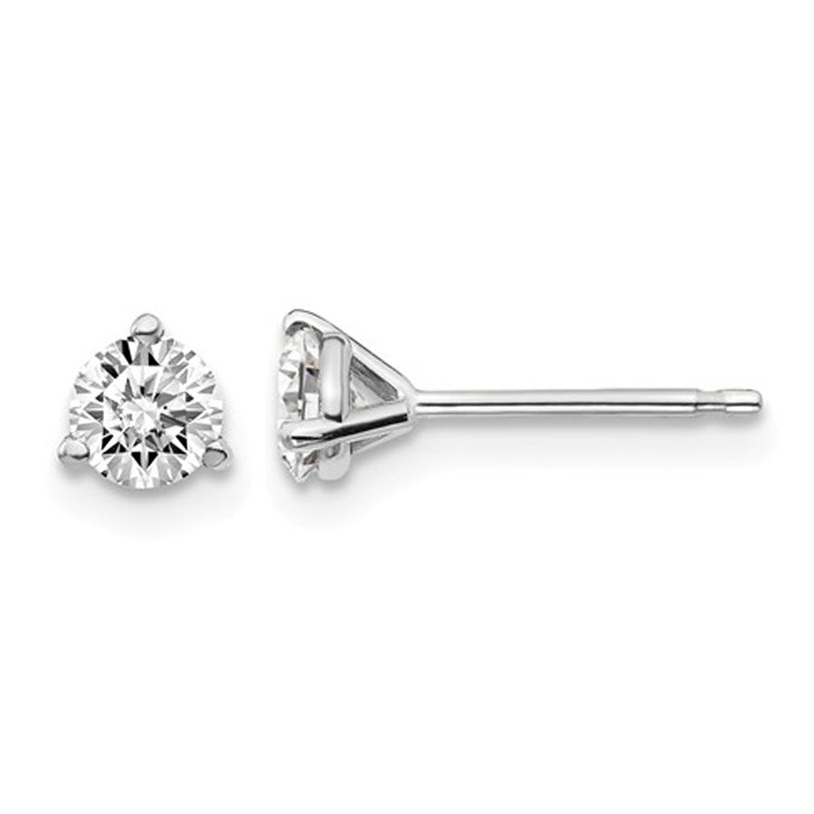 1/2 Carat (ctw VS2-Si1 D-E-F) Lab Grown Diamond Solitaire Stud Earrings in 14K White Gold 3-Prong Image 1