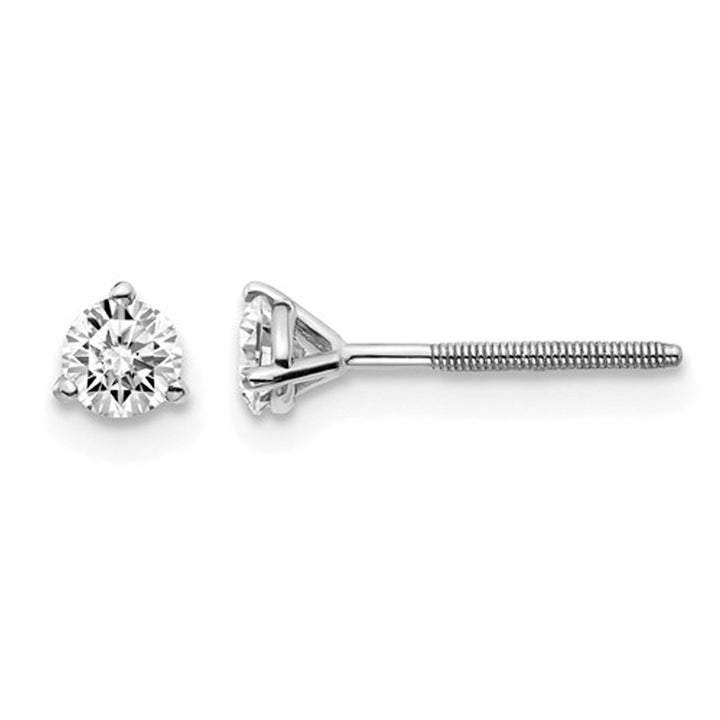 1/3 Carat (ctw VS2-SI1 D-E-F) Lab Grown Diamond Solitaire Stud Earrings in 14K White Gold with Screwbacks Image 1