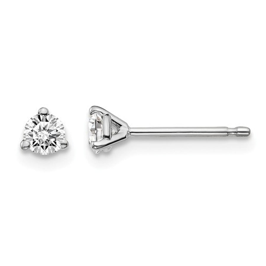 1/4 Carat (ctw VS2-SI1D-E-F) Lab-Grown Diamond Solitaire Stud Earrings in 14K White Gold 3-Prong Image 1