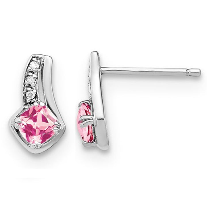 4/5 Carat (ctw) lab Created Pink Sapphire Earrings in Sterling Silver Image 1