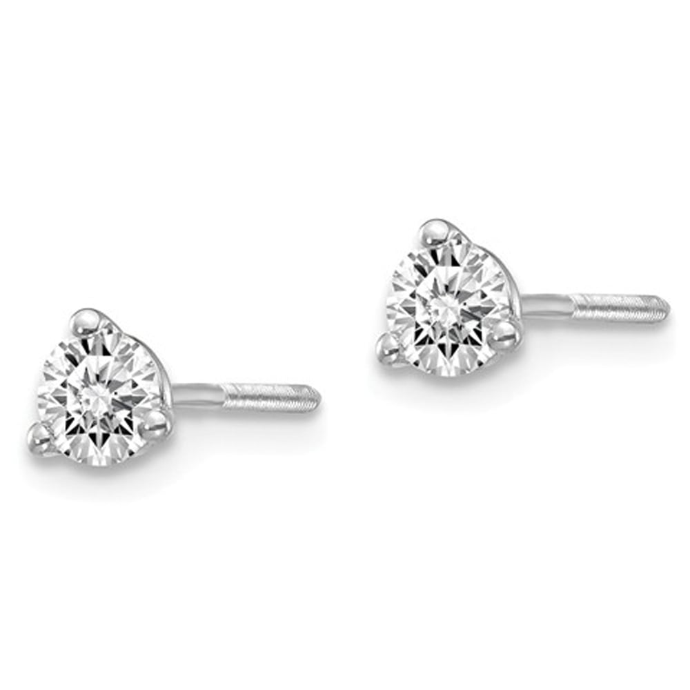 1/3 Carat (ctw VS2-SI1 D-E-F) Lab Grown Diamond Solitaire Stud Earrings in 14K White Gold with Screwbacks Image 3