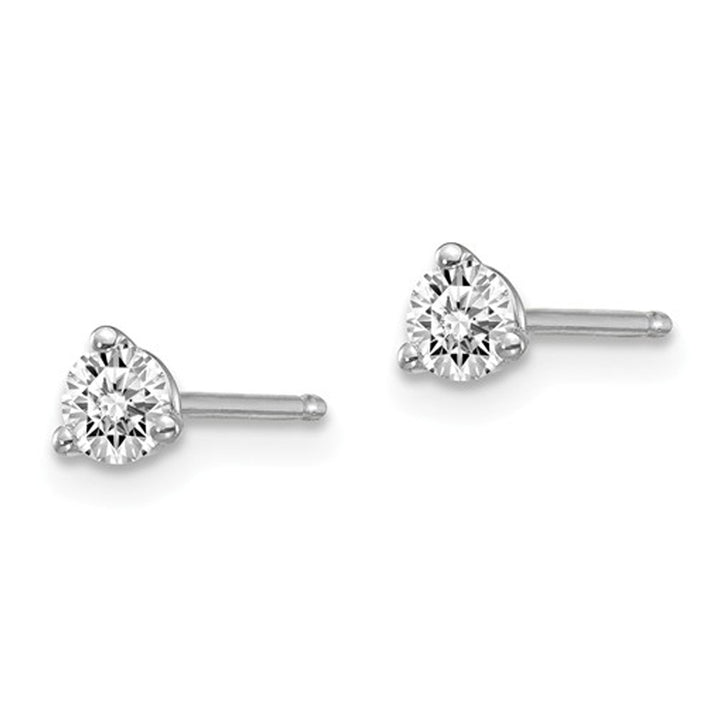 1/4 Carat (ctw VS2-SI1D-E-F) Lab-Grown Diamond Solitaire Stud Earrings in 14K White Gold 3-Prong Image 3