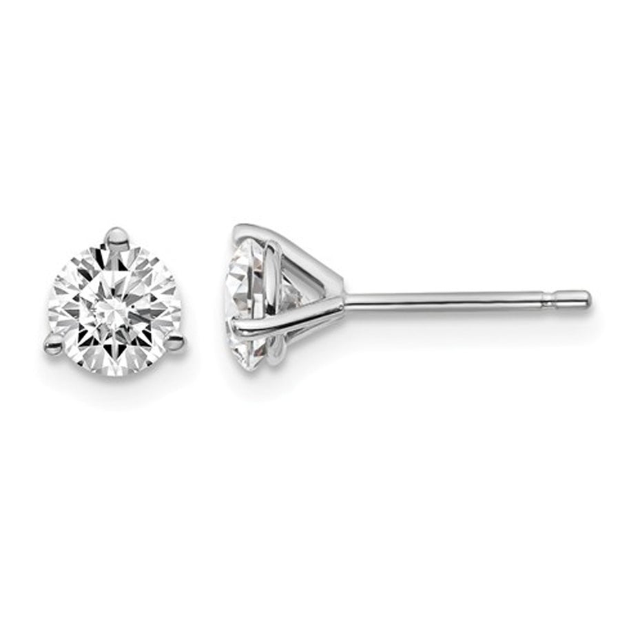 1.00 Carat (ctw VS2-Si1D-E-F) Lab-Grown Premium Diamond Solitaire Stud Earrings in 14K White Gold 3-Prong Image 1