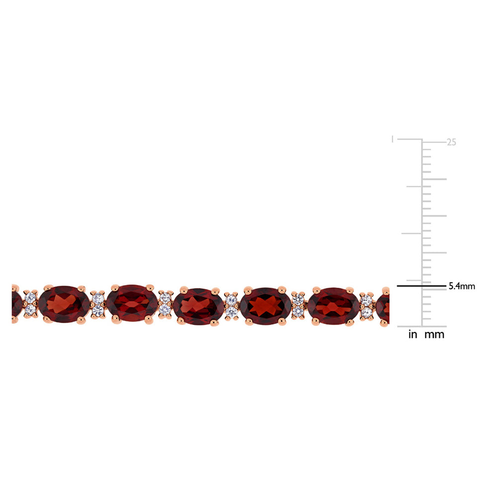 19.00 Carat (ctw) Garnet and White Sapphire .60 Carat (ctw) Bracelet in Rose Pink Plated Sterling Silver Image 2