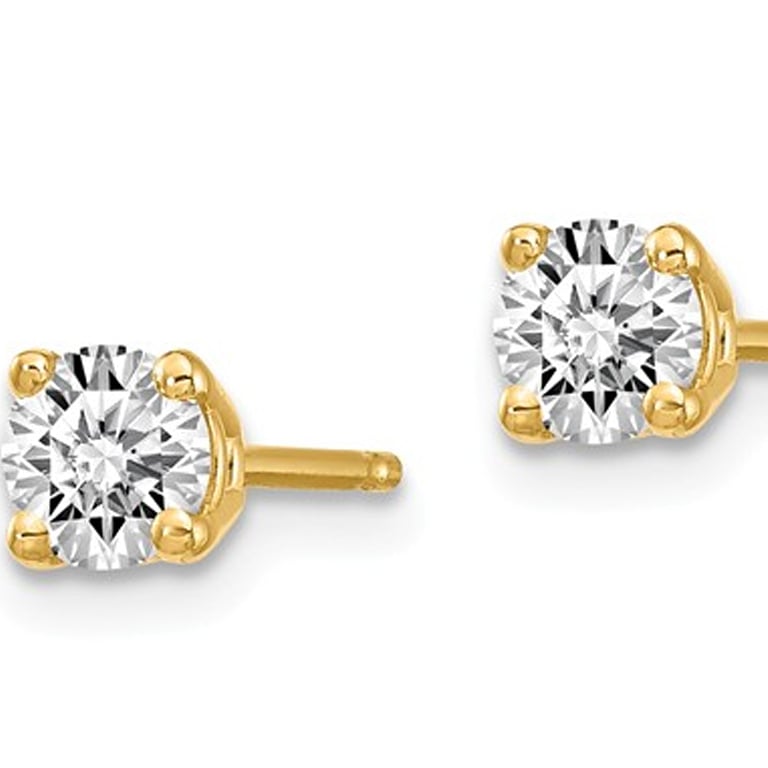 1/3 Carat (ctw VS2-Si1 D-E-F) Lab Grown Diamond Solitaire Stud Earrings in 14K Yellow Gold Image 3