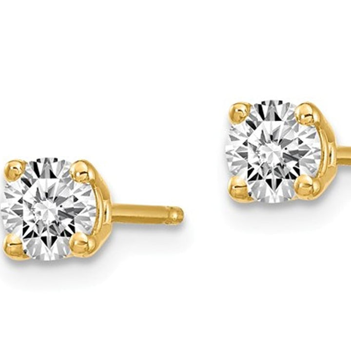 1/3 Carat (ctw VS2-Si1 D-E-F) Lab Grown Diamond Solitaire Stud Earrings in 14K Yellow Gold Image 3