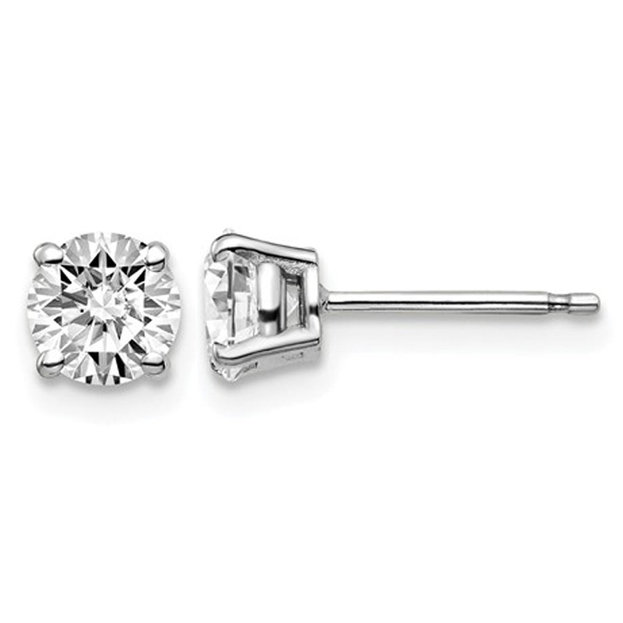 1.00 Carat (ctw VS2-SI1D-E-F) Lab-Grown Diamond Solitaire Stud Earrings in 14K White Gold Image 1