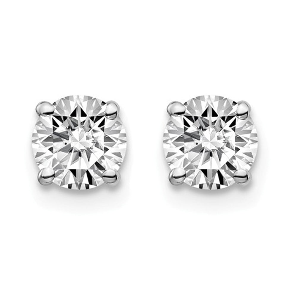 1.00 Carat (ctw VS2-SI1D-E-F) Lab-Grown Diamond Solitaire Stud Earrings in 14K White Gold Image 3