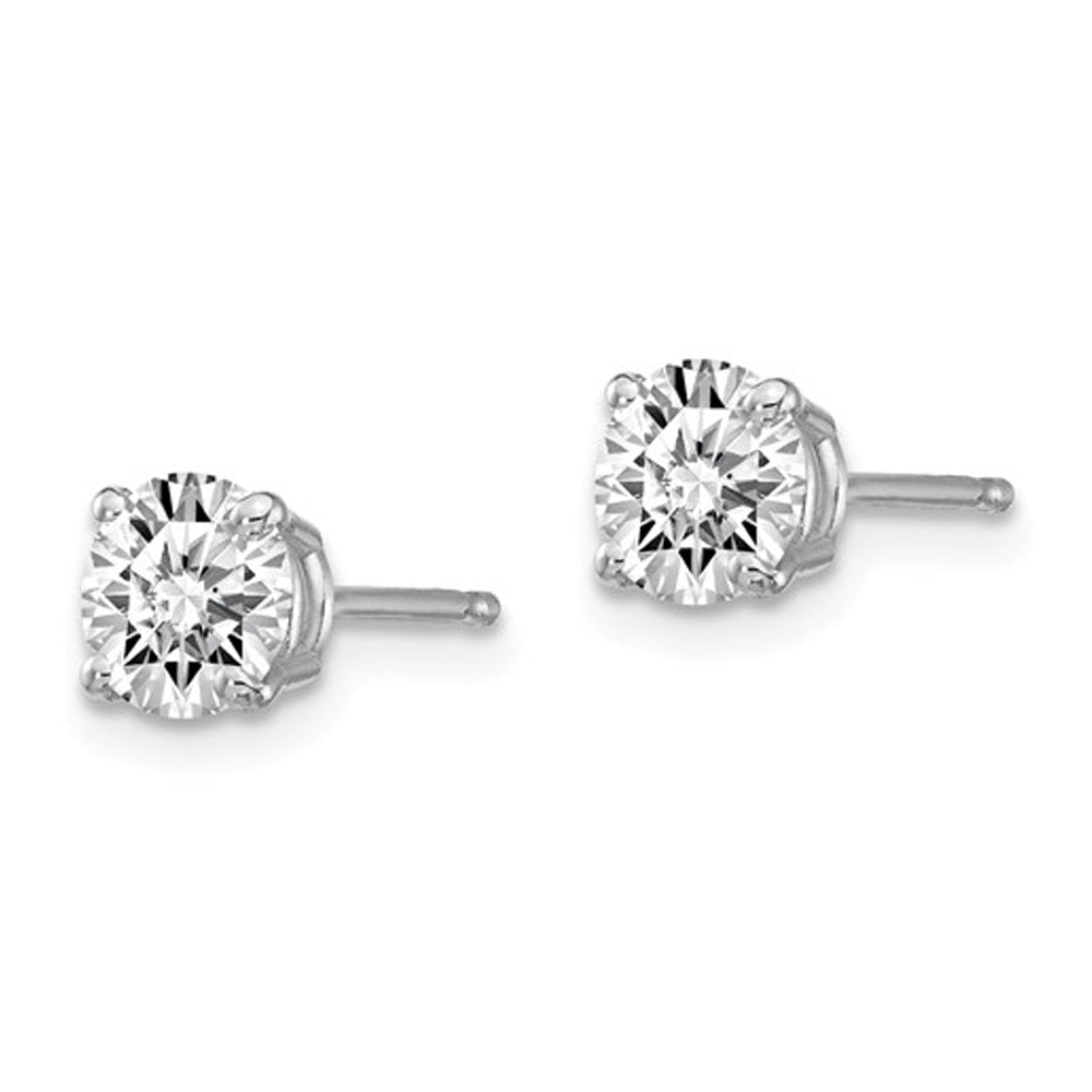 1.00 Carat (ctw VS2-SI1D-E-F) Lab-Grown Diamond Solitaire Stud Earrings in 14K White Gold Image 4