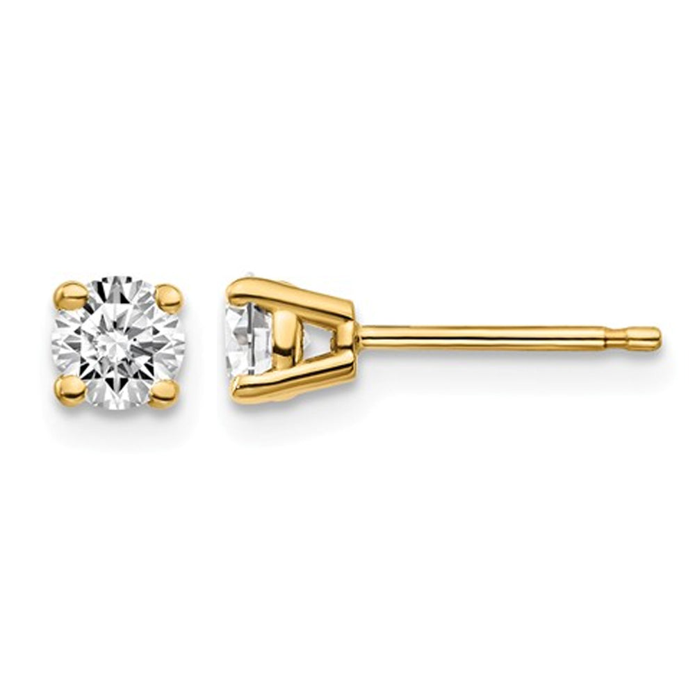 1/2 Carat (ctw VS2-Si1 D-E-F) Lab Grown Diamond Solitaire Stud Earrings in 14K Yellow Gold Image 1