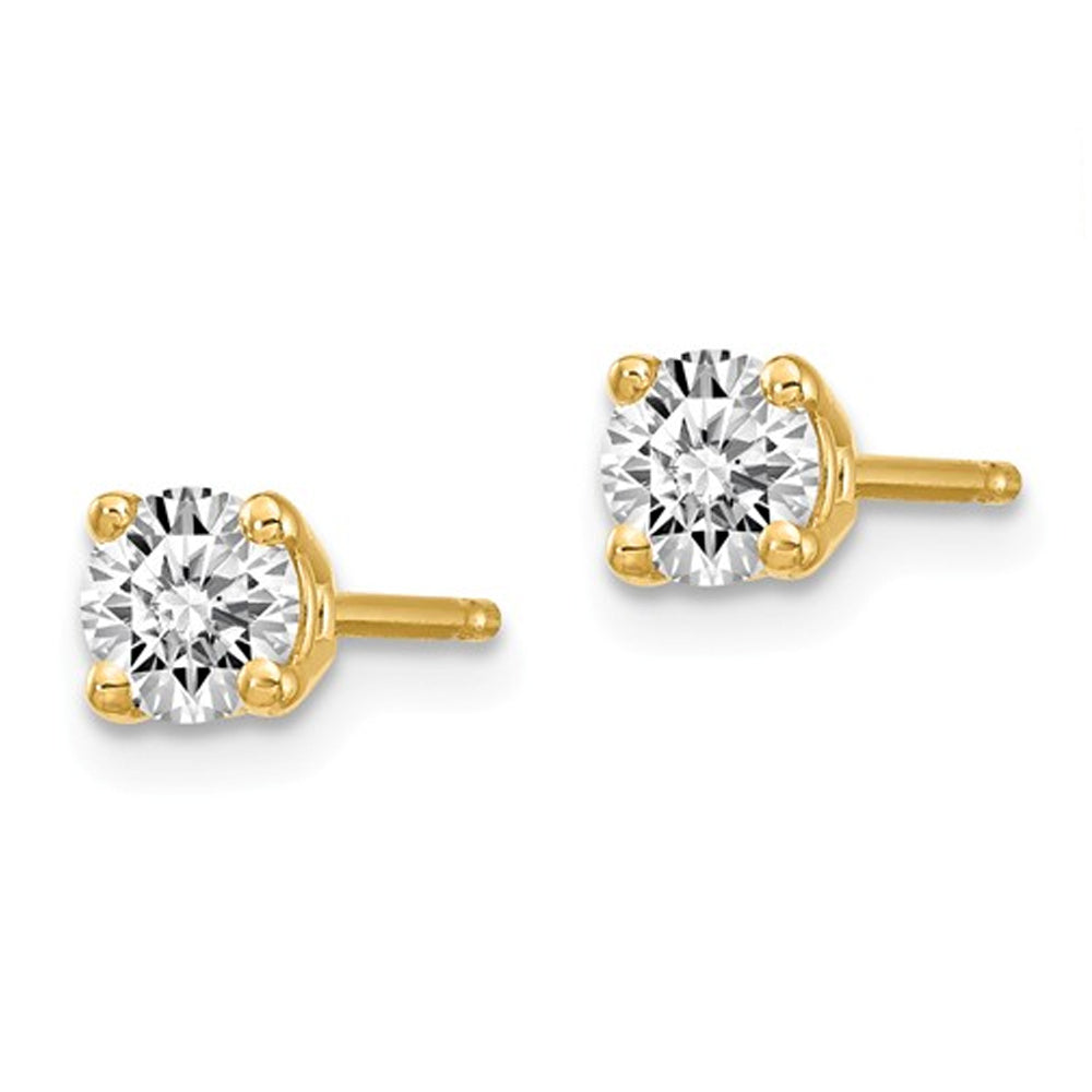 1/2 Carat (ctw VS2-Si1 D-E-F) Lab Grown Diamond Solitaire Stud Earrings in 14K Yellow Gold Image 3