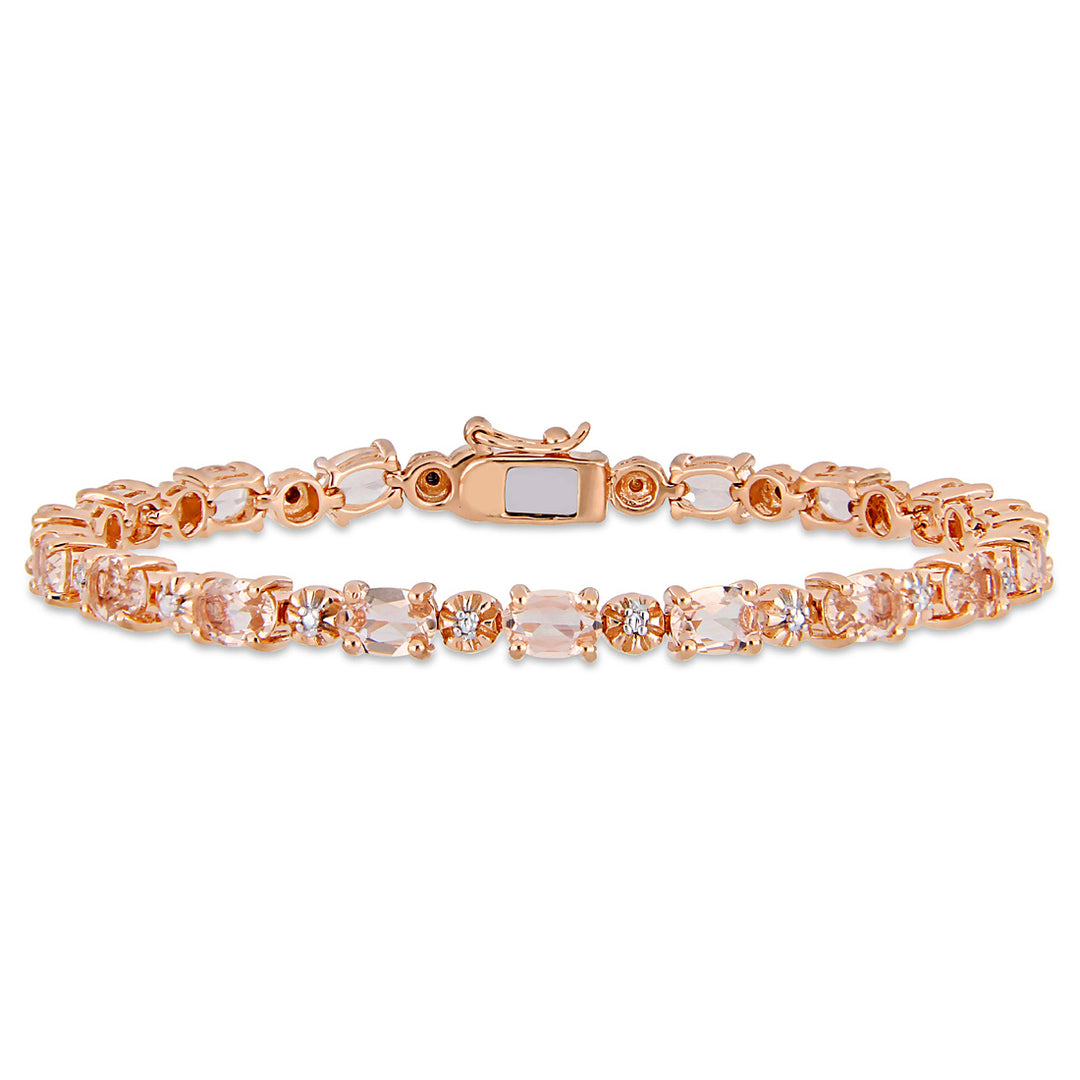 9.00 Carat (ctw) Simulated Morganite Bracelet in Rose Plated Sterling Silver Image 1