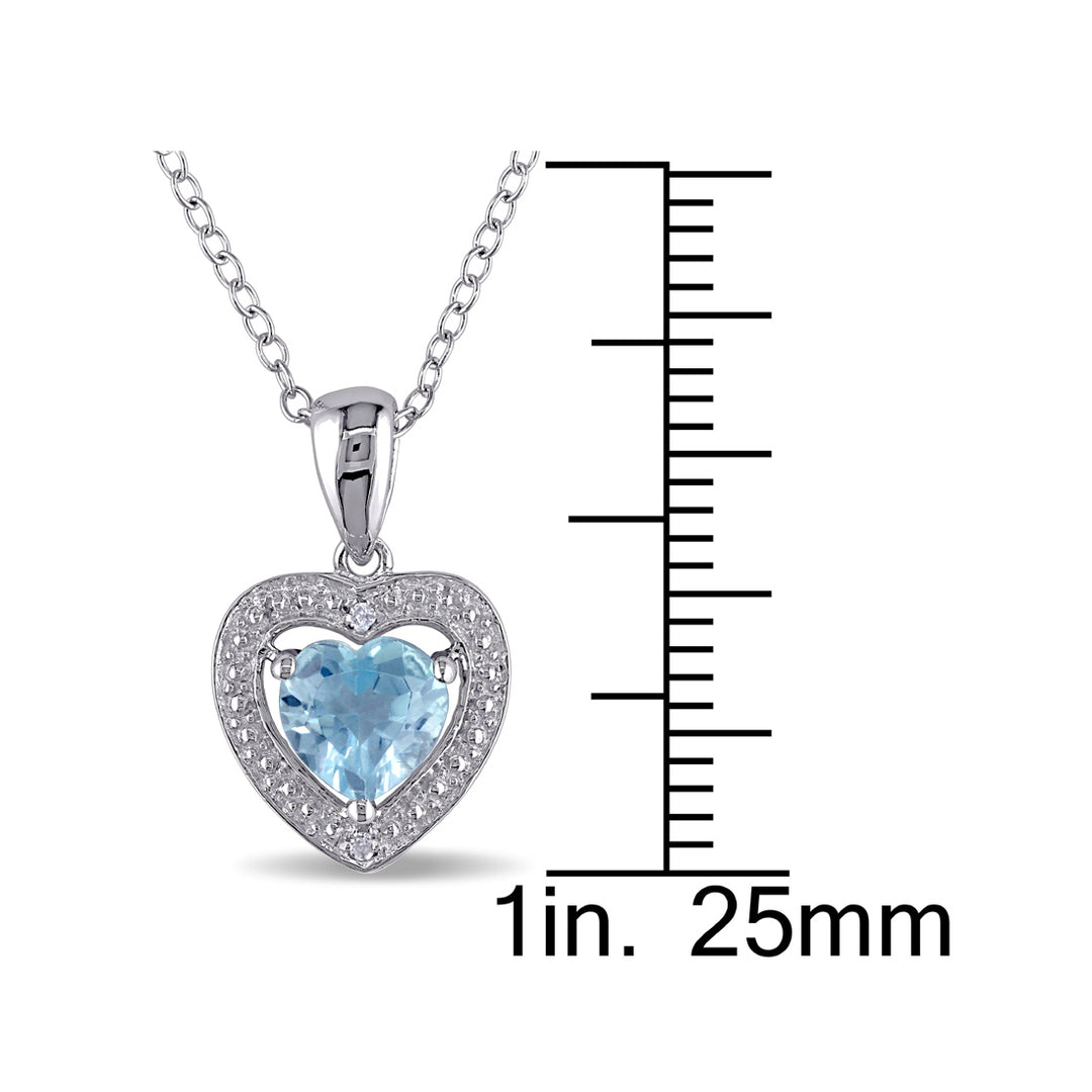 1.00 Carat (ctw) Light Blue Topaz Heart Pendant Necklace in Sterling Silver With Chain Image 2