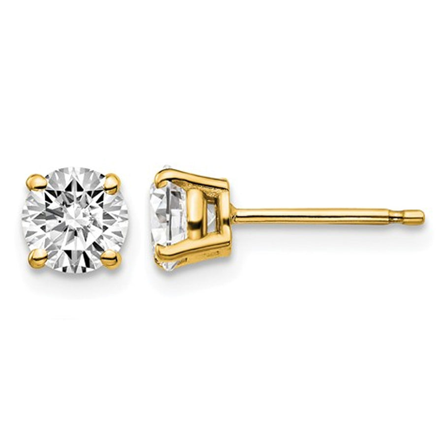 1.00 Carat (ctw VS2-SI1D-E-F) Lab Grown Diamond Solitaire Stud Earrings in 14K Yellow Gold Image 1