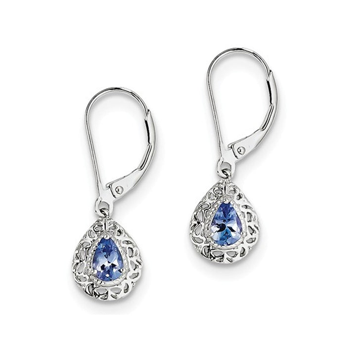 2/3 Carat (ctw) Tanzanite Drop Earrings in Sterling Silver Image 1