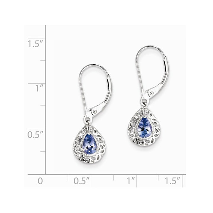 2/3 Carat (ctw) Tanzanite Drop Earrings in Sterling Silver Image 2