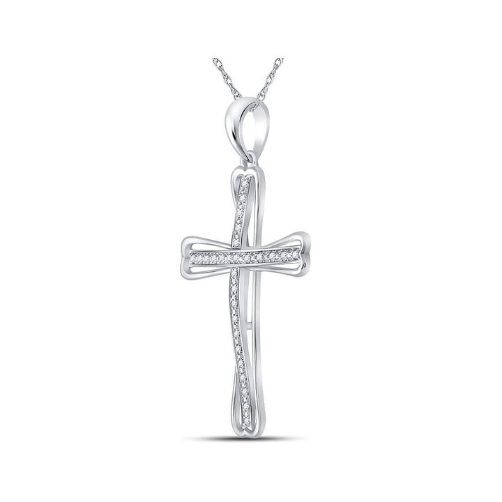 1/10 Carat (ctw J-K I2-I3) Diamond Cross Pendant Necklace in Sterling Silver with Chain Image 2