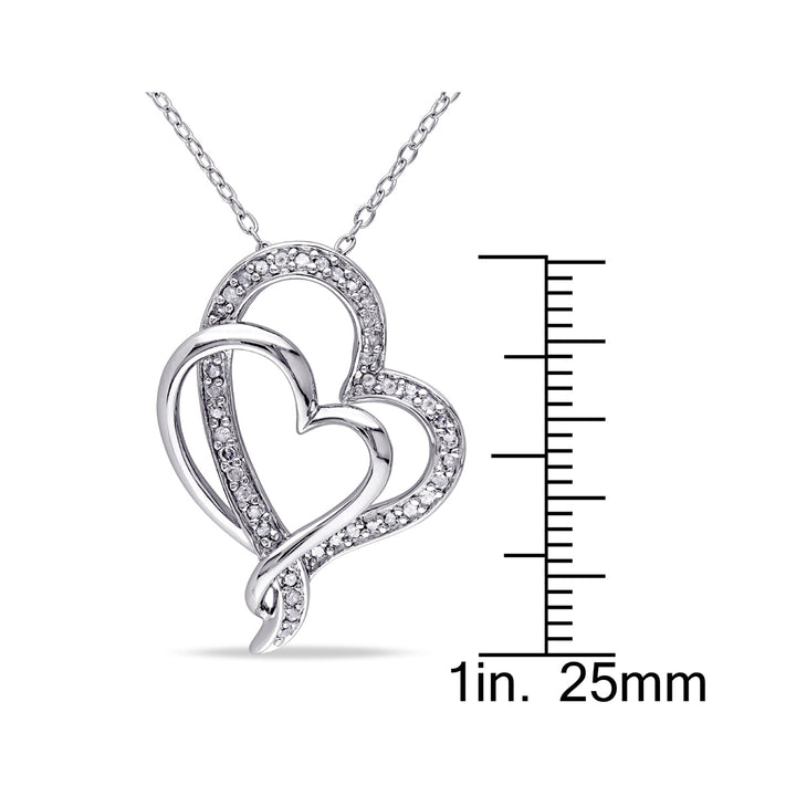 1/4 Carat (ctw I2-I3) Diamond Heart Pendant in Sterling Silver with Chain Image 3