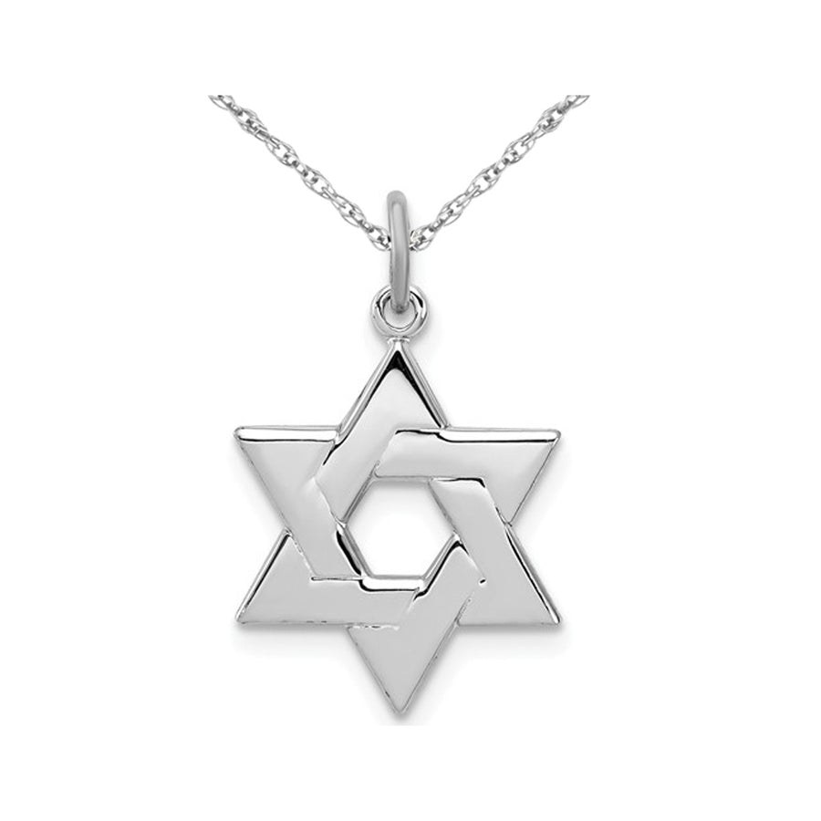 Star of David Pendant Necklace in Rhoduim Plated Sterling Silver with Chain Image 1