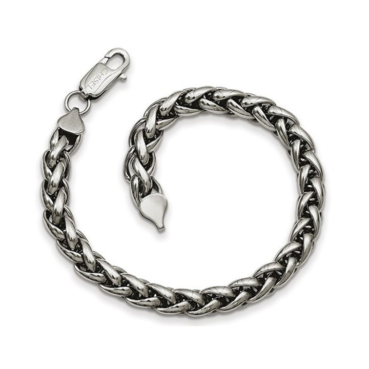 Mens Bracelet in Polished Stainless Steel 8.50 Inches Image 3