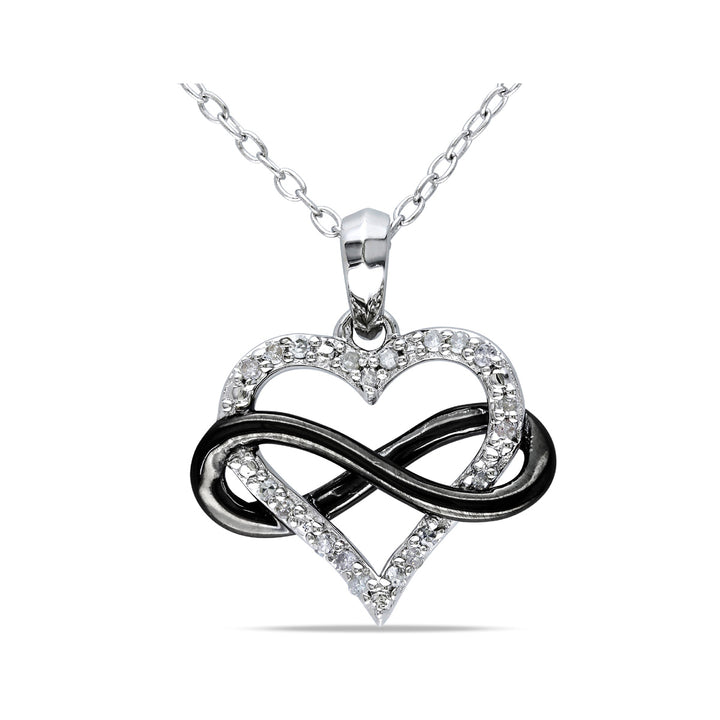 1/10 Carat (ctw I2-I3) Diamond Heart Pendant Necklace in Sterling Silver with Chain Image 1