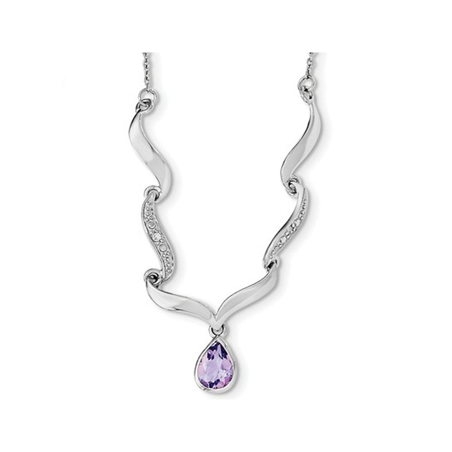 1.00 Carat (ctw) Amethyst and White Topaz Necklace in Sterling Silver Image 1