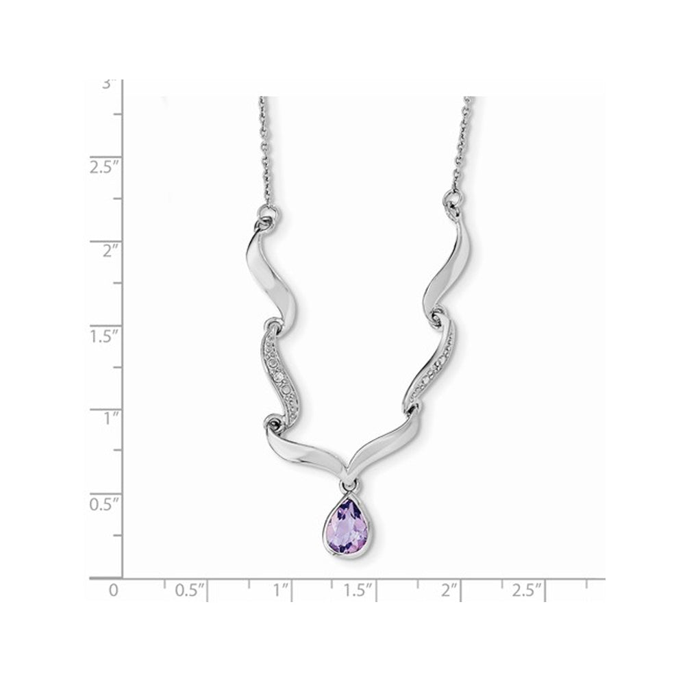 1.00 Carat (ctw) Amethyst and White Topaz Necklace in Sterling Silver Image 2