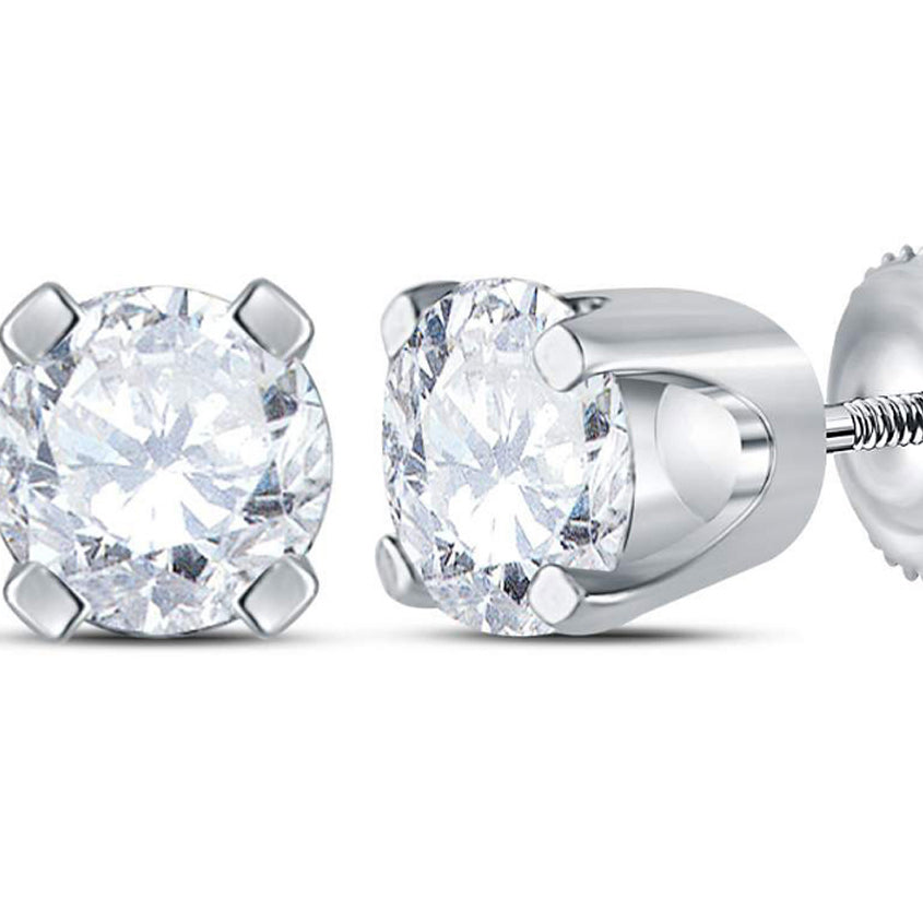 1/2 Carat (ctw I1-I2) Solitaire Stud Diamond Earrings in 14K White Gold Image 1