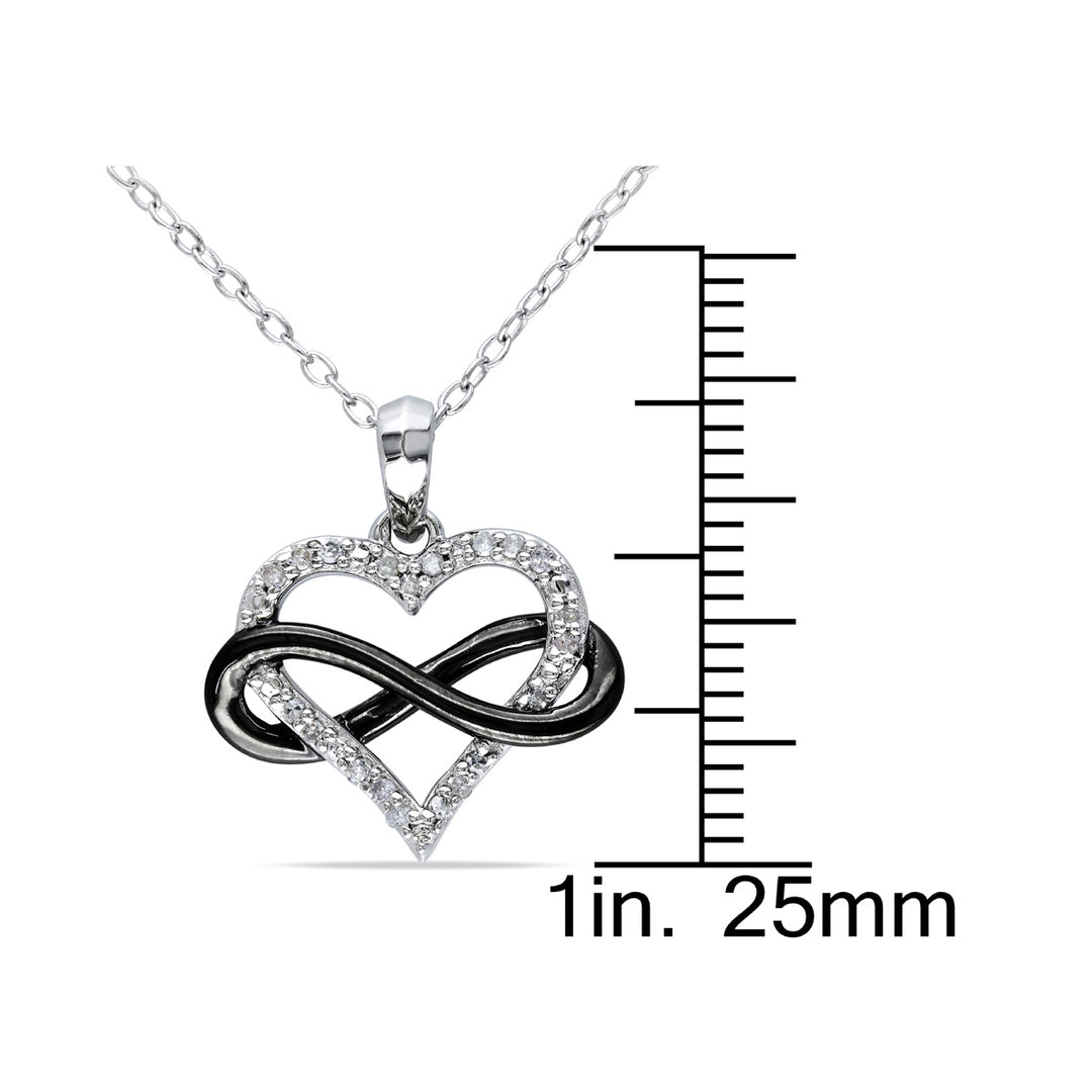 1/10 Carat (ctw I2-I3) Diamond Heart Pendant Necklace in Sterling Silver with Chain Image 3